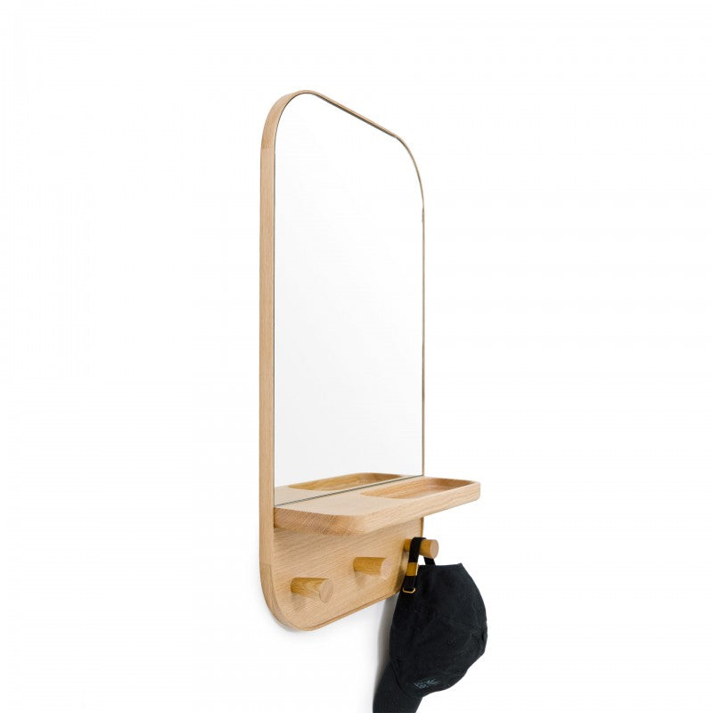 'SILENT BUTLER' STORAGE MIRROR | NATURAL OAK