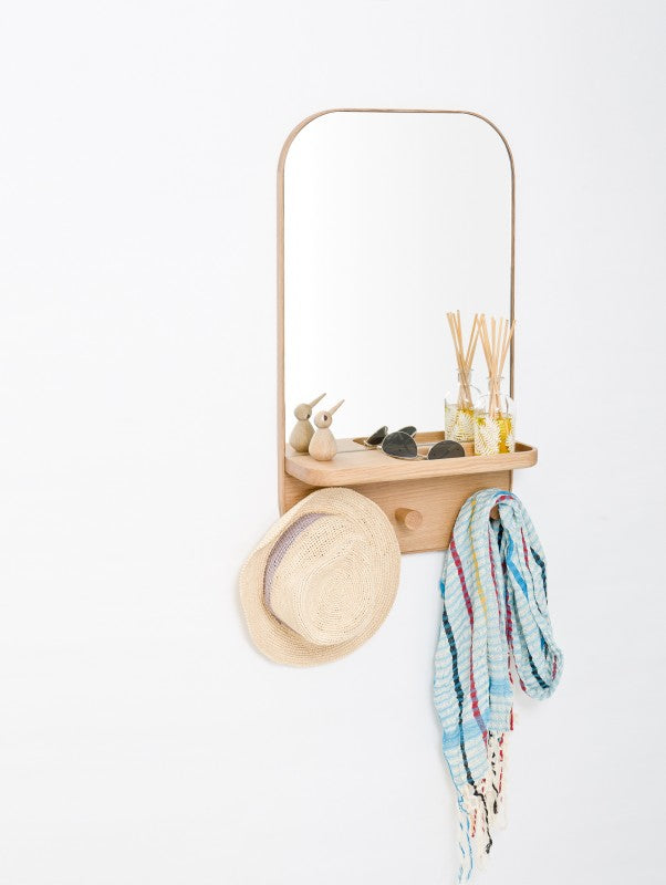 'SILENT BUTLER' STORAGE MIRROR | NATURAL OAK